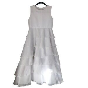 Girls‎ US ANGELS Tiered Ruffle White Dress w/Petticoat Size 14